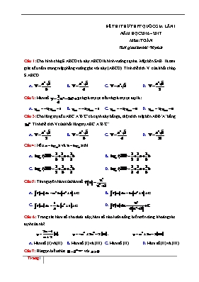 Đê thi thư THPT quôc gia lân 1 môn Toán học - Đề 12